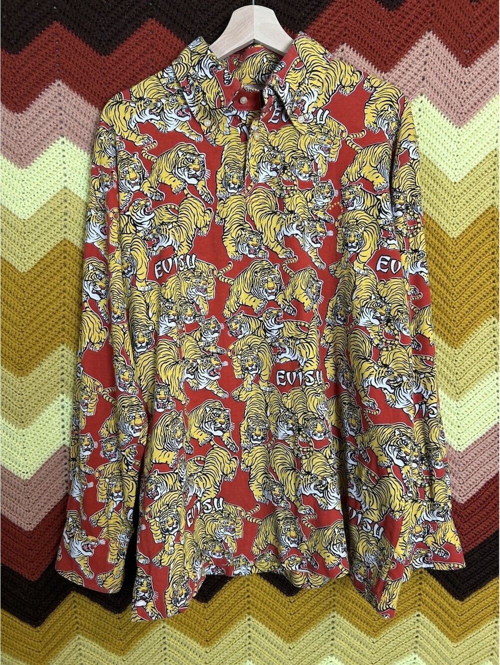 Evisu Hidehiko Yamane Full Print Tiger Rare Print Y2K Vintage Hard To Find